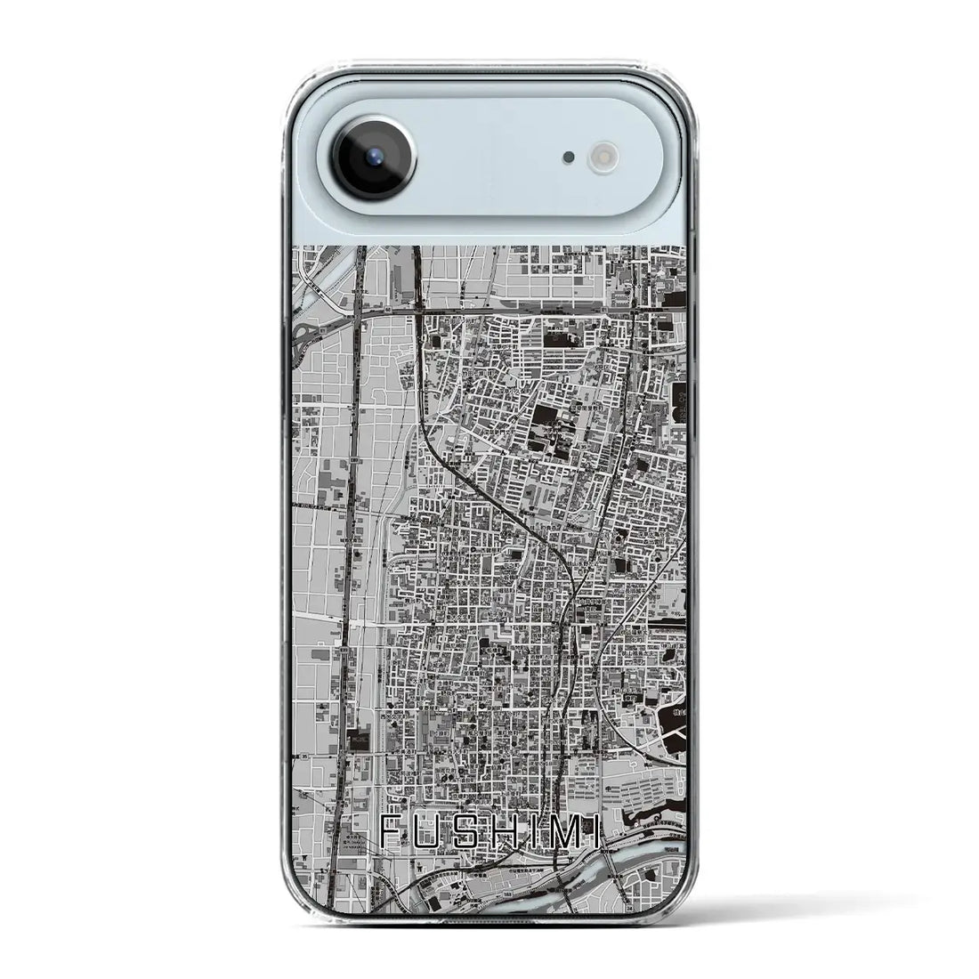 【伏見（京都府）】地図柄iPhoneケース（クリアタイプ）モノトーン・iPhone 17 Pro Max 用