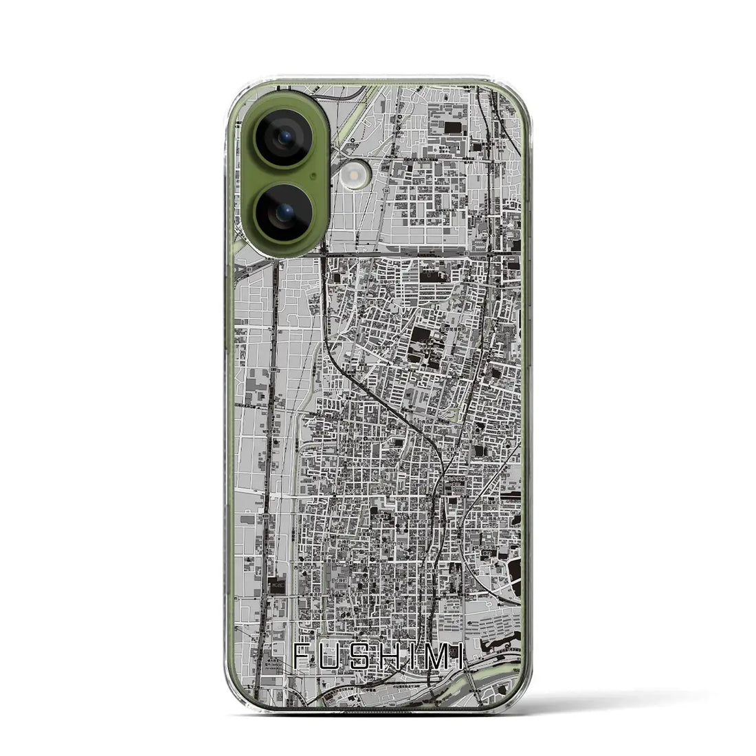 【伏見（京都府）】地図柄iPhoneケース（クリアタイプ）モノトーン・iPhone 17 Pro Max 用