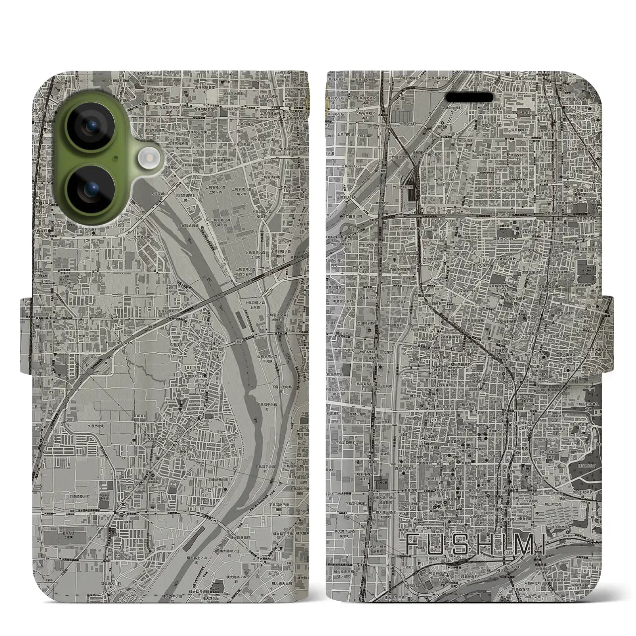 【伏見（京都府）】地図柄iPhoneケース（手帳タイプ）