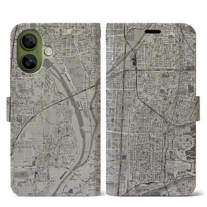 【伏見（京都府）】地図柄iPhoneケース（手帳タイプ）