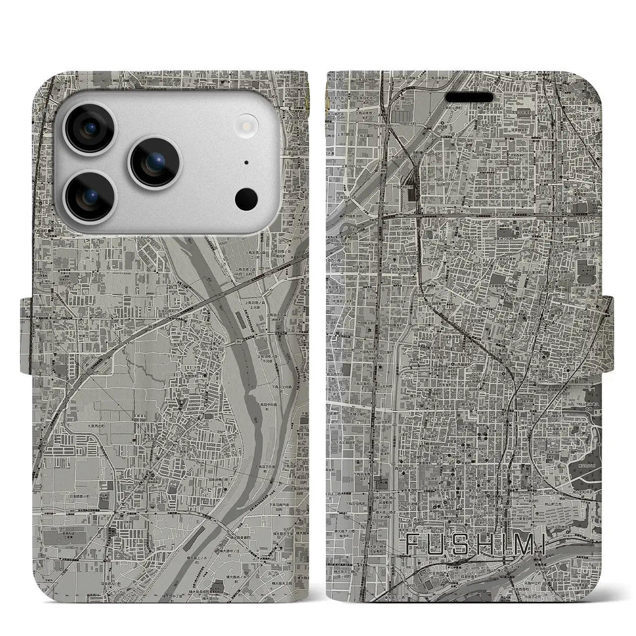 【伏見（京都府）】地図柄iPhoneケース（手帳タイプ）