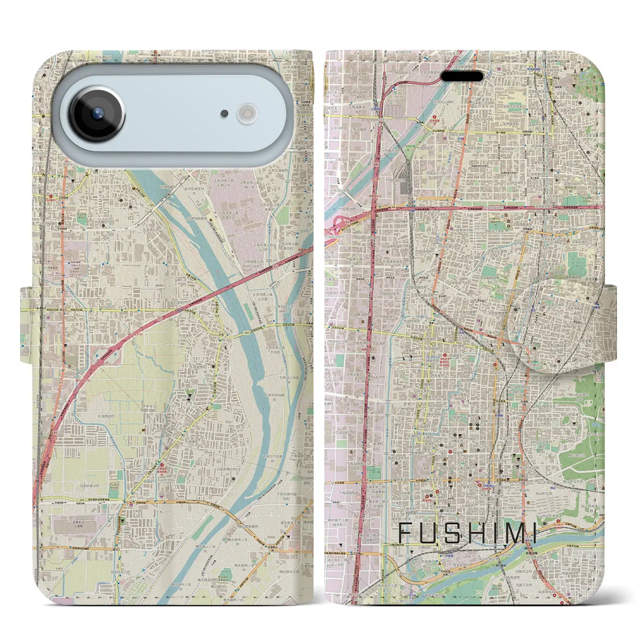 【伏見（京都府）】地図柄iPhoneケース（手帳タイプ）