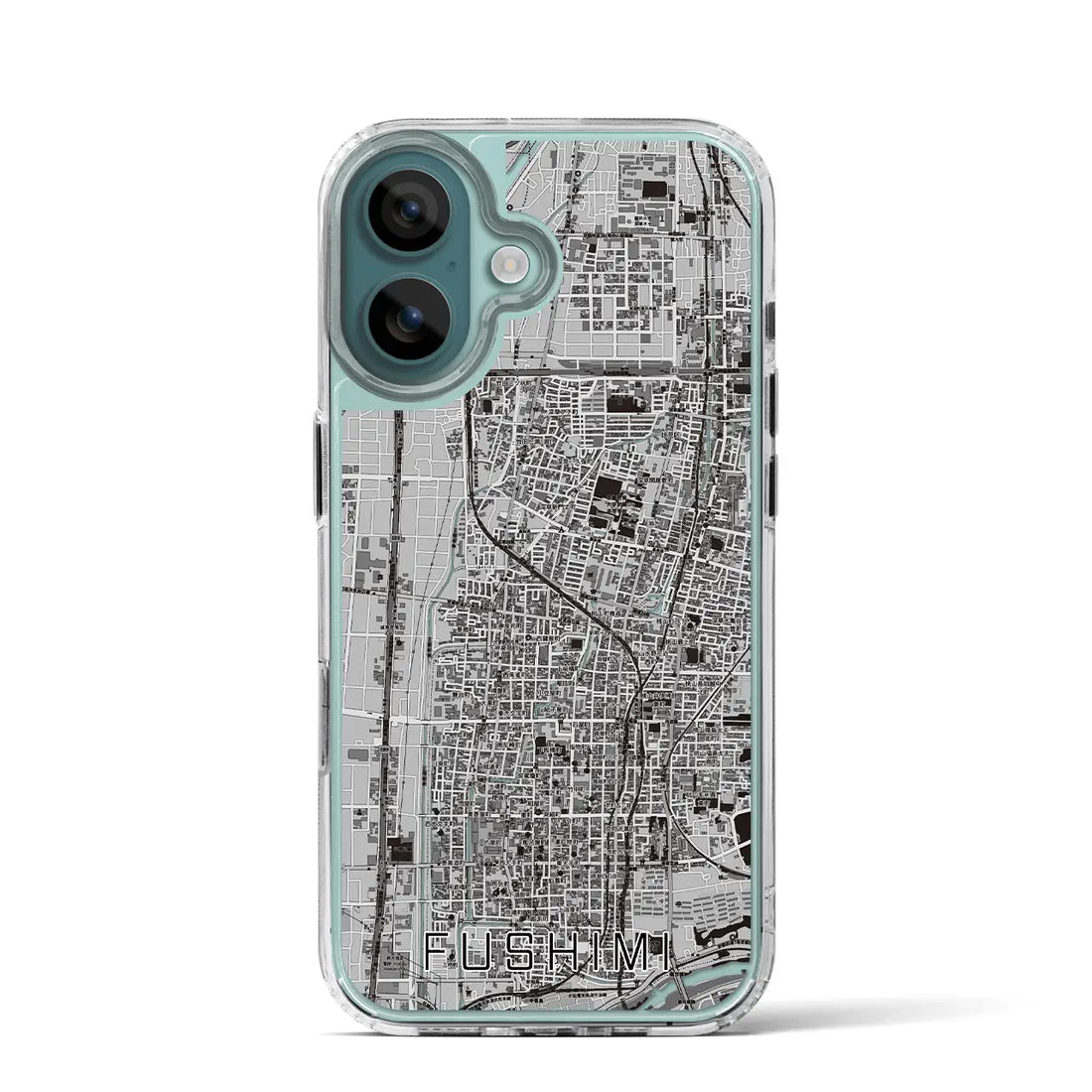 【伏見（京都府）】地図柄iPhoneケース（MagSafeタイプ）モノトーン・iPhone 16 Pro 用