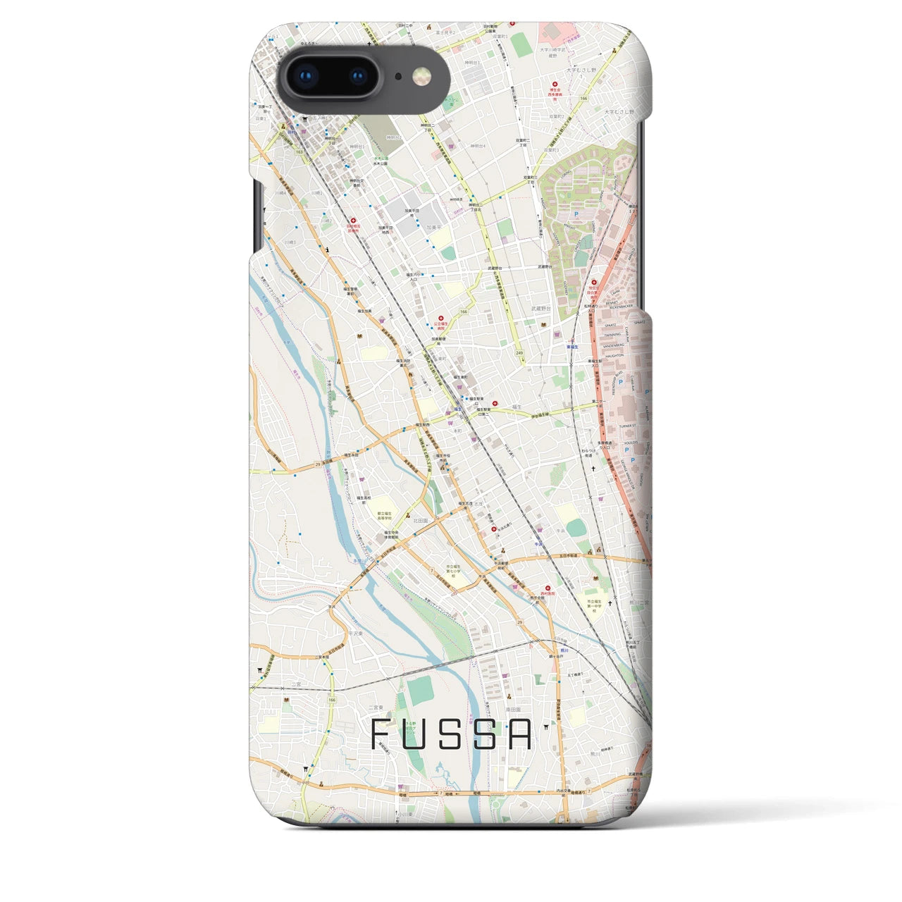 【福生（東京都）】地図柄iPhoneケース（バックカバータイプ）