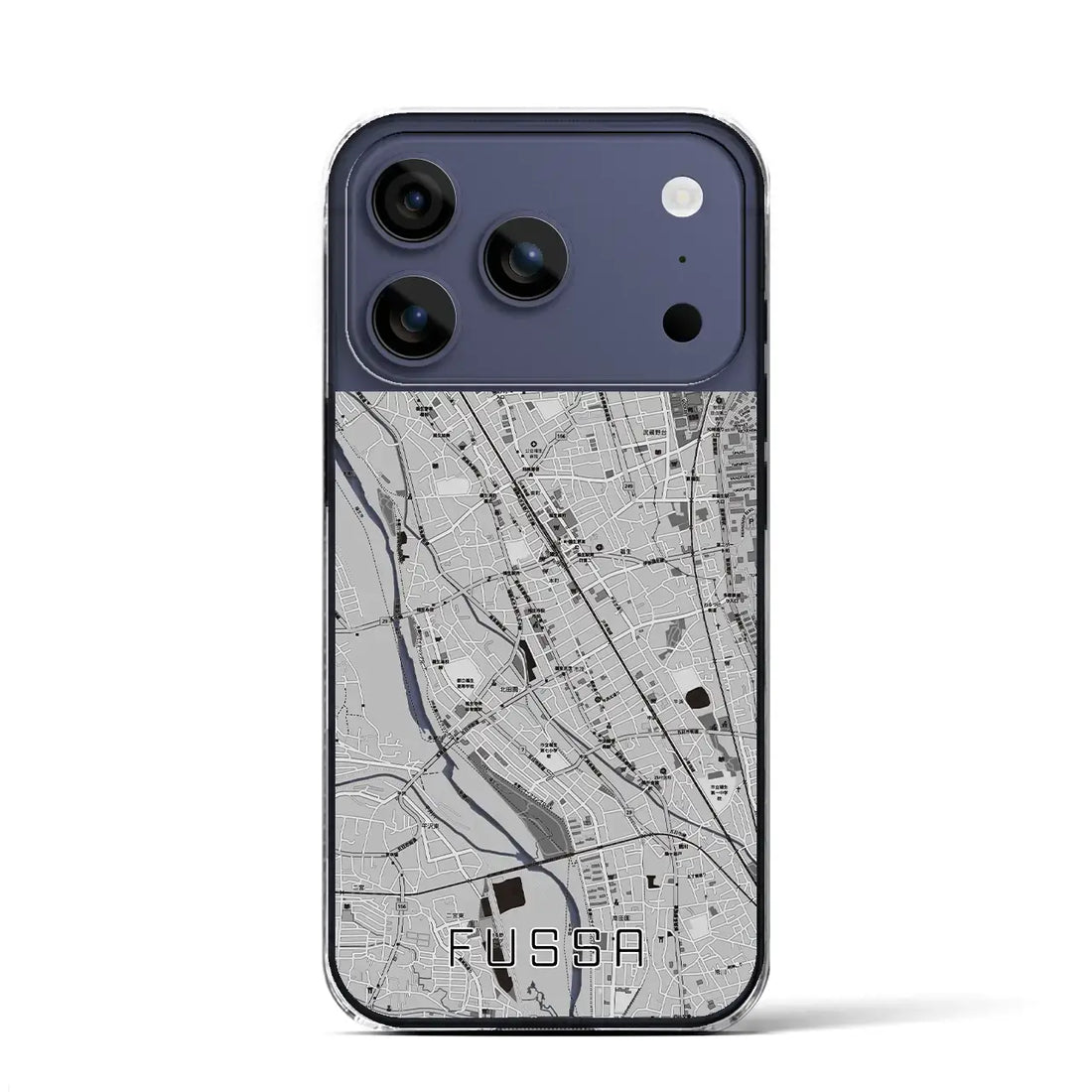 【福生（東京都）】地図柄iPhoneケース（クリアタイプ）モノトーン・iPhone 17 Pro Max 用