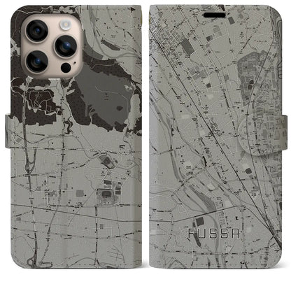 【福生（東京都）】地図柄iPhoneケース（手帳タイプ）モノトーン・iPhone 16 Plus 用