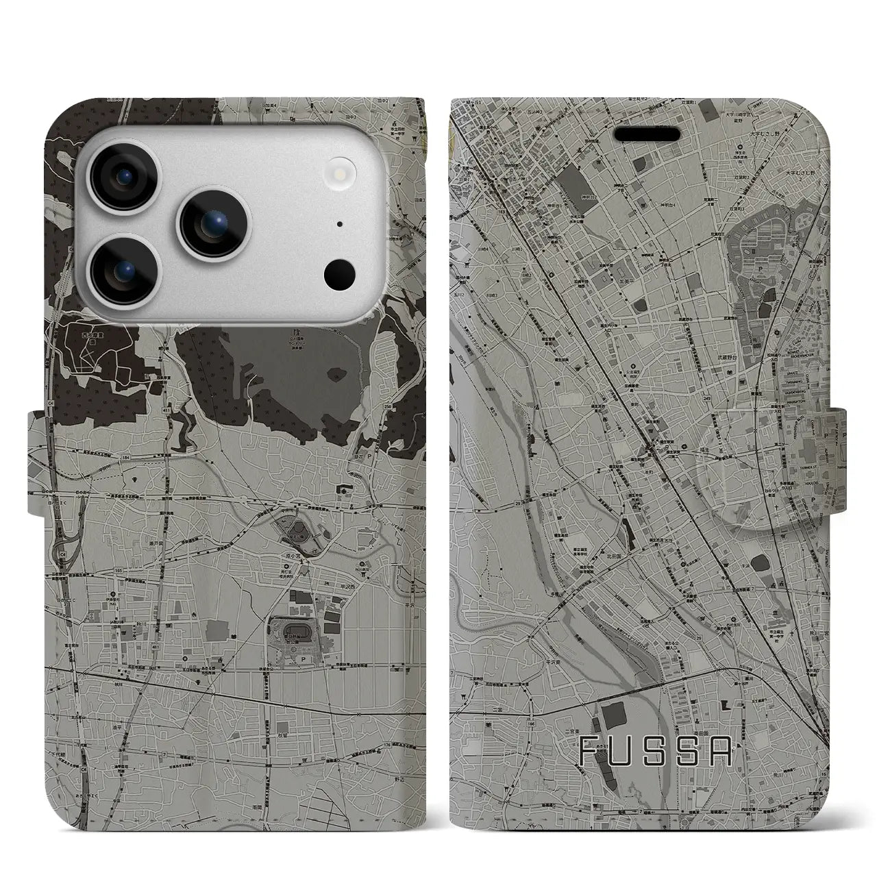 【福生（東京都）】地図柄iPhoneケース（手帳タイプ）