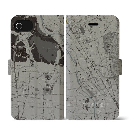 【福生（東京都）】地図柄iPhoneケース（手帳タイプ）モノトーン・iPhone SE（第3 / 第2世代） / 8 / 7 / 6s / 6 用