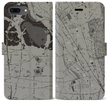 【福生（東京都）】地図柄iPhoneケース（手帳タイプ）モノトーン・iPhone 8Plus /7Plus / 6sPlus / 6Plus 用