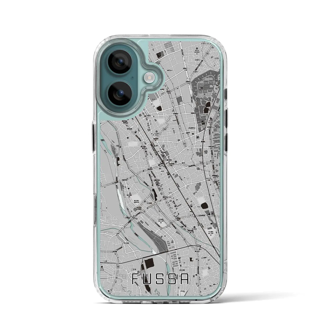 【福生（東京都）】地図柄iPhoneケース（MagSafeタイプ）モノトーン・iPhone 16 Pro 用