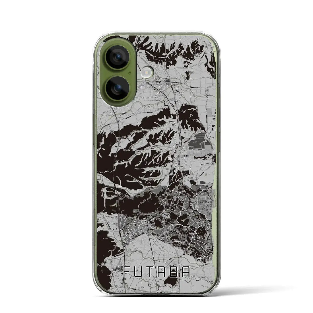 【双葉（福島県）】地図柄iPhoneケース（クリアタイプ）モノトーン・iPhone 17 Pro Max 用