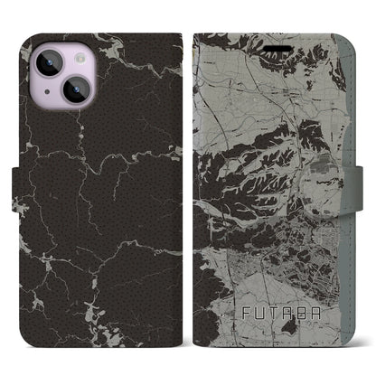 【双葉（福島県）】地図柄iPhoneケース（手帳タイプ）モノトーン・iPhone 14 用