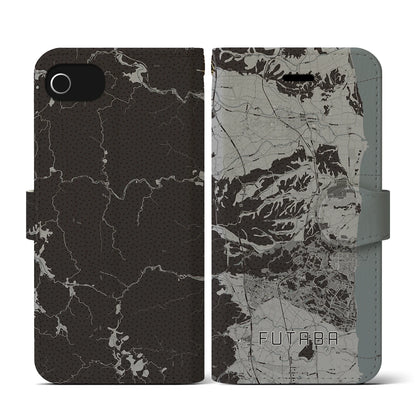 【双葉（福島県）】地図柄iPhoneケース（手帳タイプ）モノトーン・iPhone SE（第3 / 第2世代） / 8 / 7 / 6s / 6 用