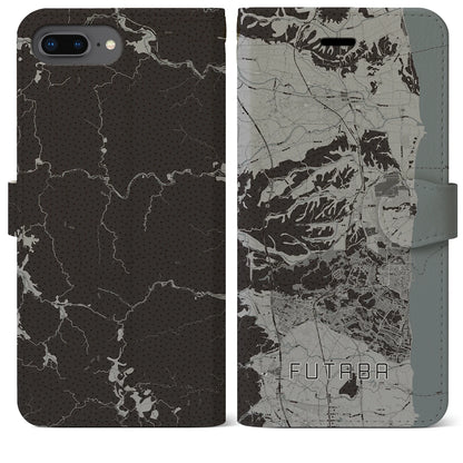 【双葉（福島県）】地図柄iPhoneケース（手帳タイプ）モノトーン・iPhone 8Plus /7Plus / 6sPlus / 6Plus 用