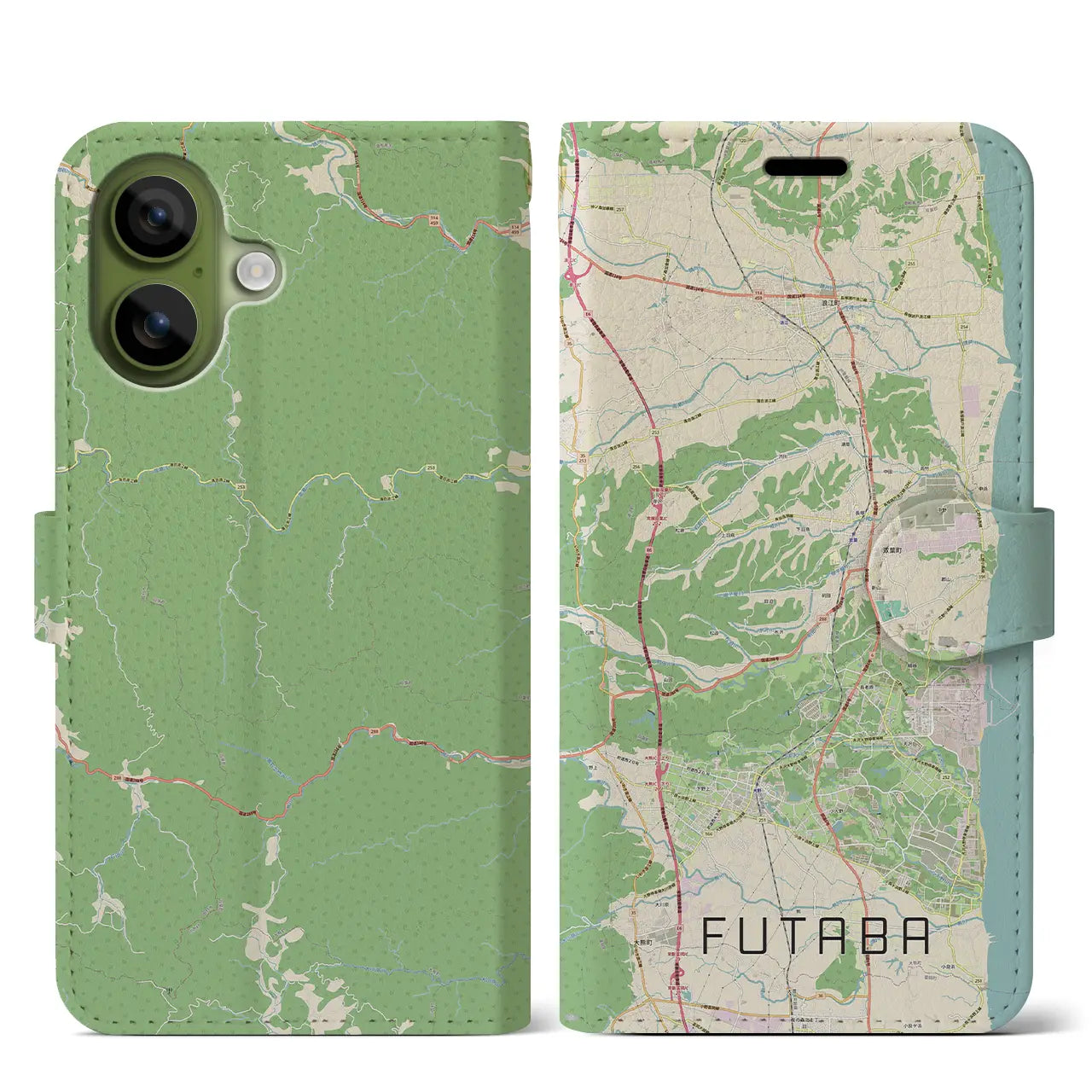 【双葉（福島県）】地図柄iPhoneケース（手帳タイプ）