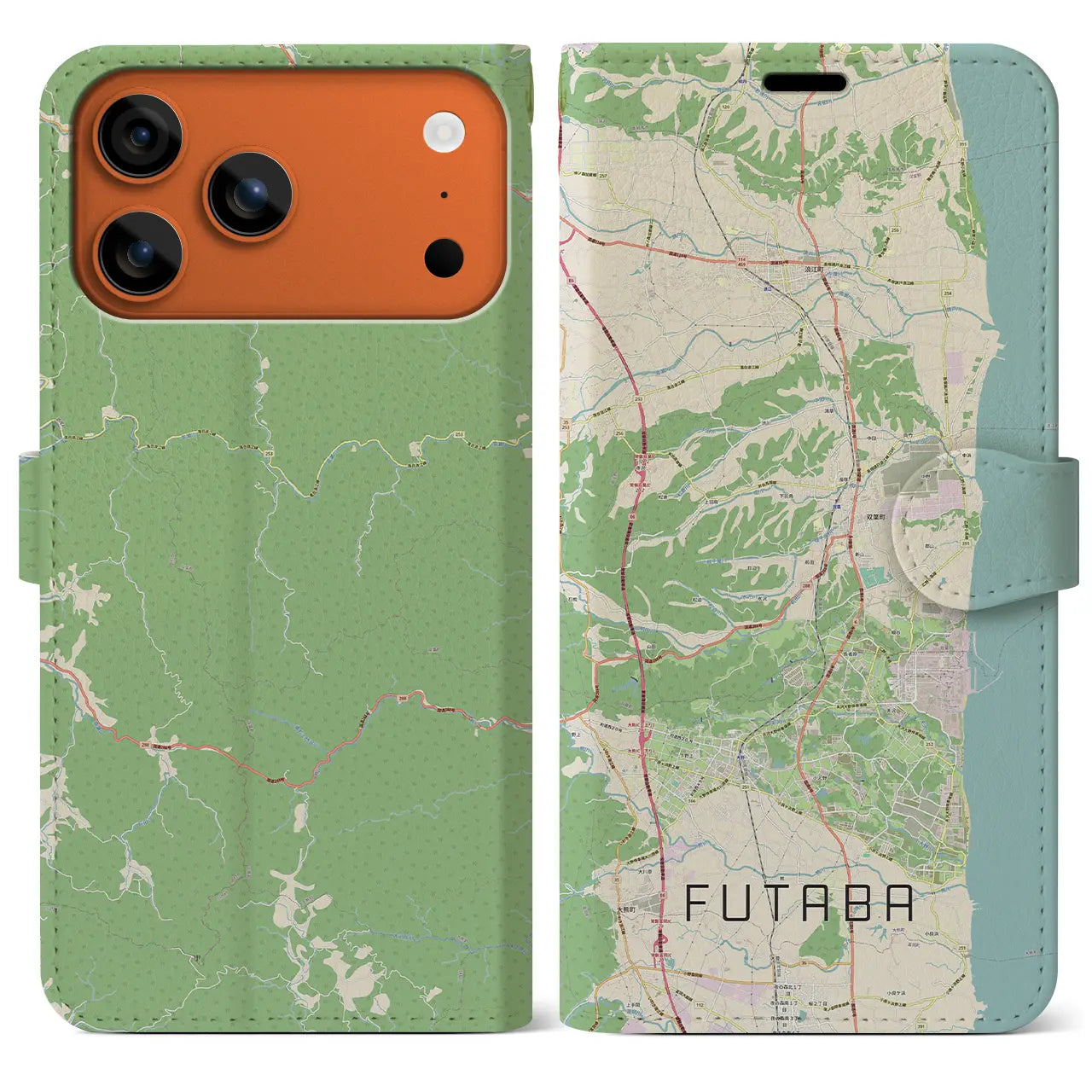 【双葉（福島県）】地図柄iPhoneケース（手帳タイプ）