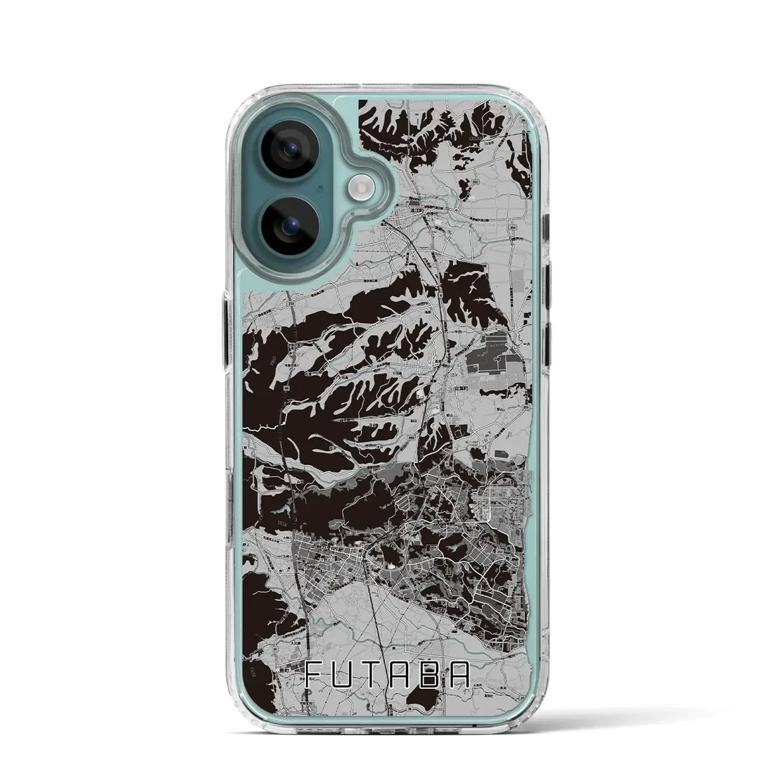 【双葉(福島県)】地図柄iPhoneケース(MagSafeタイプ)モノトーン・iPhone 16 Pro 用