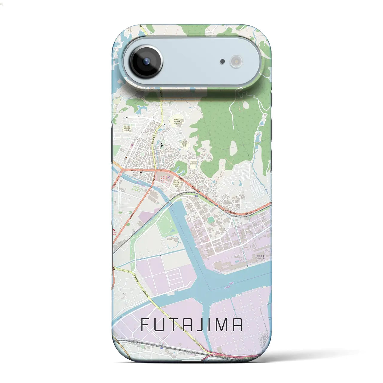 【二島（福岡県）】地図柄iPhoneケース（バックカバータイプ）