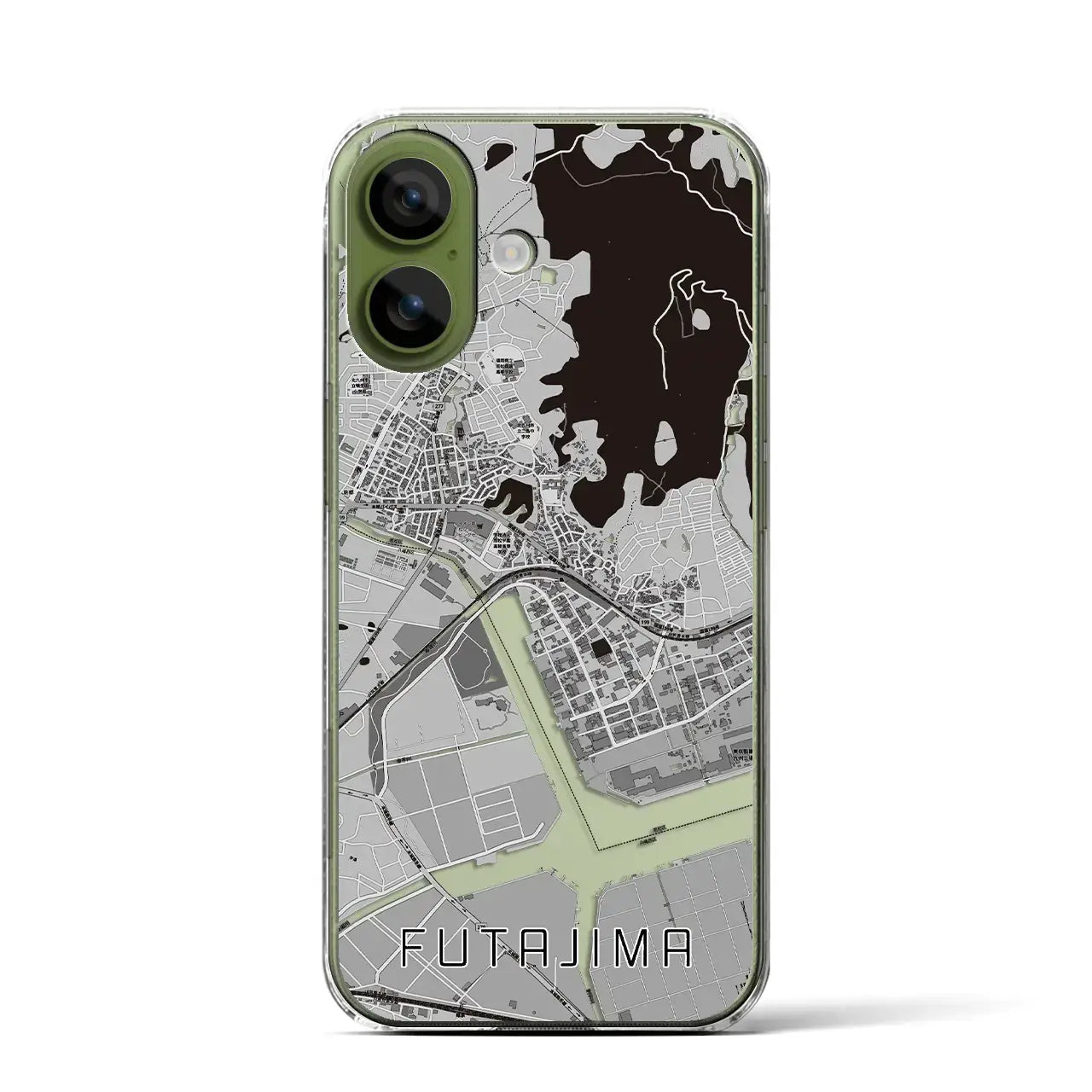 【二島（福岡県）】地図柄iPhoneケース（クリアタイプ）