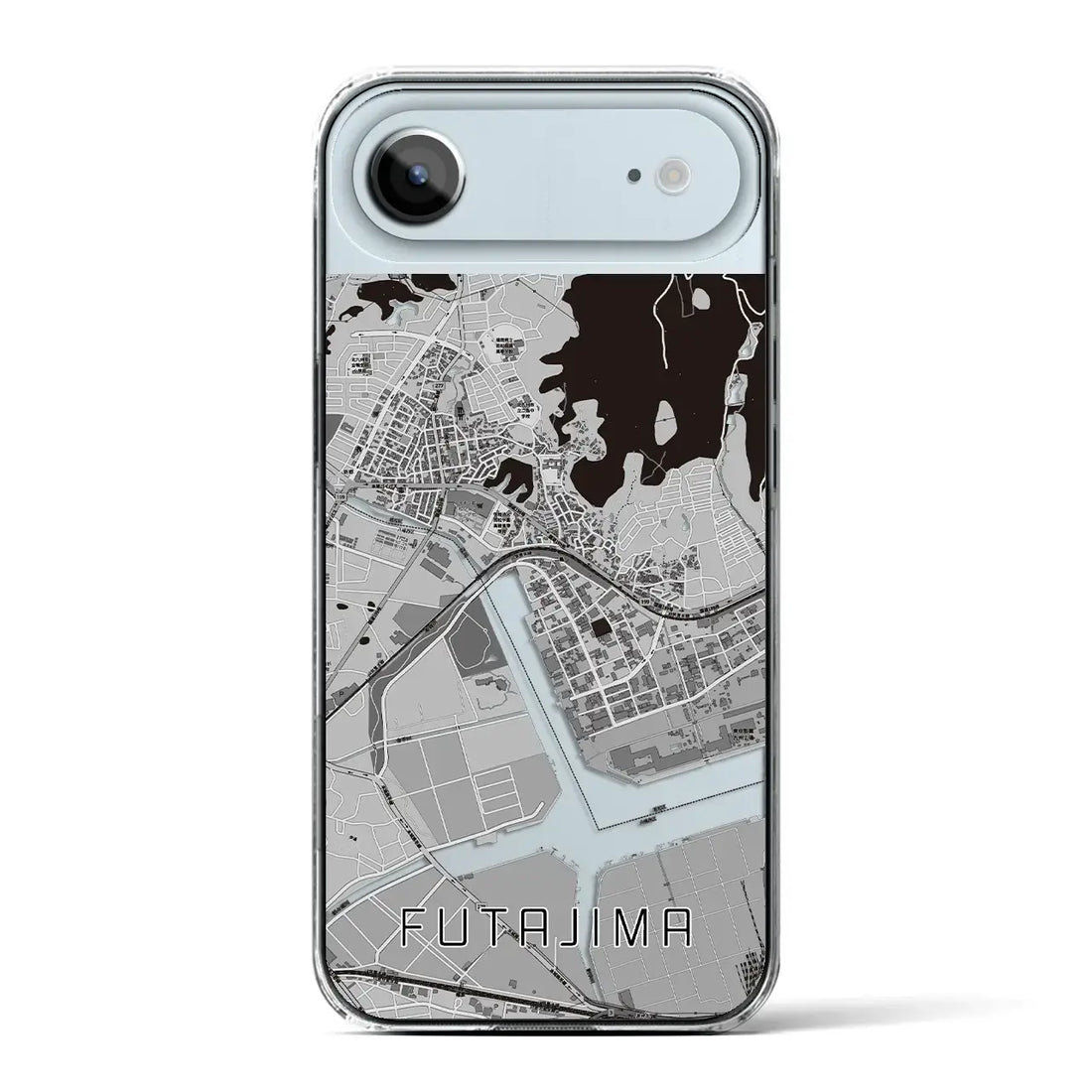 【二島(福岡県)】地図柄iPhoneケース(クリアタイプ)モノトーン・iPhone 17 Pro Max 用