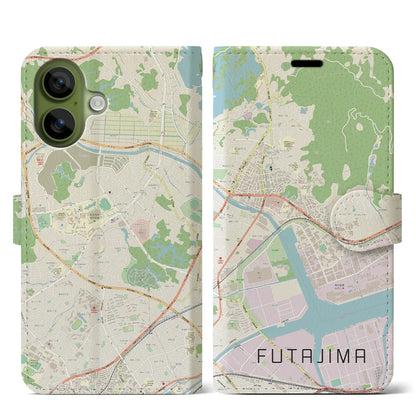 【二島（福岡県）】地図柄iPhoneケース（手帳タイプ）