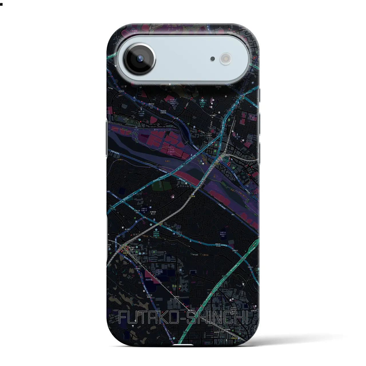 【二子新地（神奈川県）】地図柄iPhoneケース（バックカバータイプ）