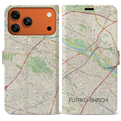 【二子新地（神奈川県）】地図柄iPhoneケース（手帳タイプ）