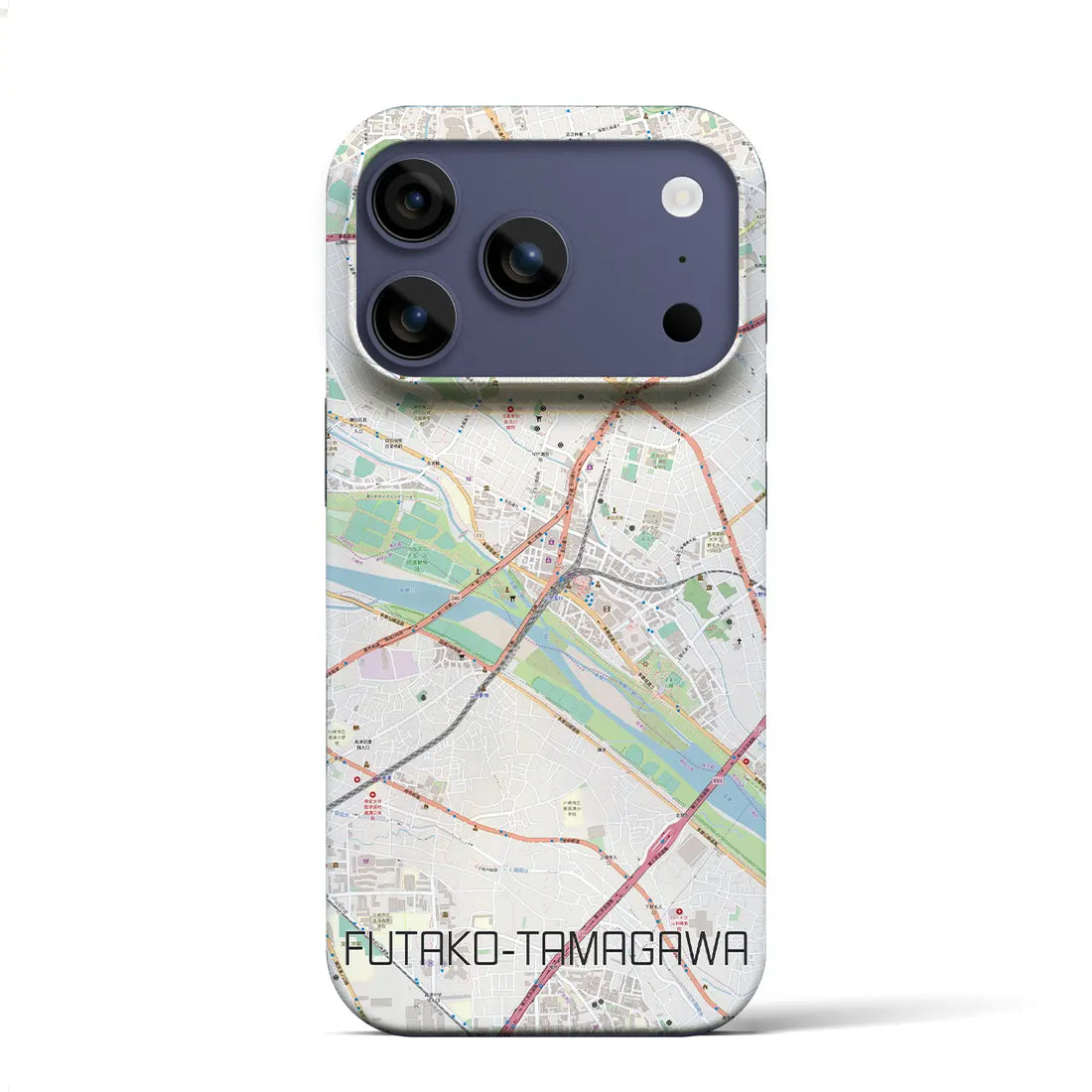 【二子玉川(東京都)】地図柄iPhoneケース(バックカバータイプ)ブラック・iPhone 17 Pro Max 用