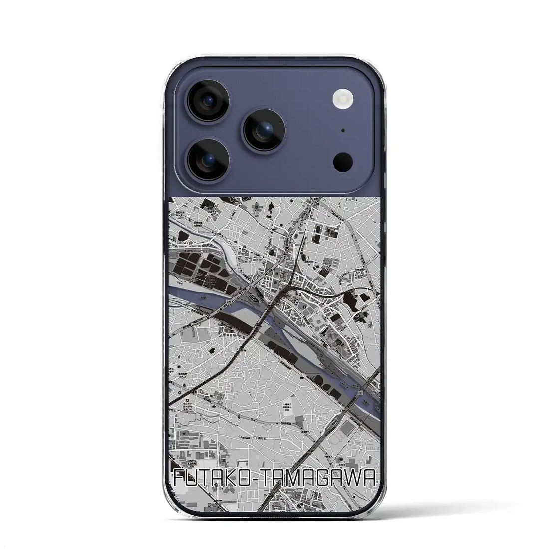 【二子玉川(東京都)】地図柄iPhoneケース(クリアタイプ)モノトーン・iPhone 17 Pro Max 用