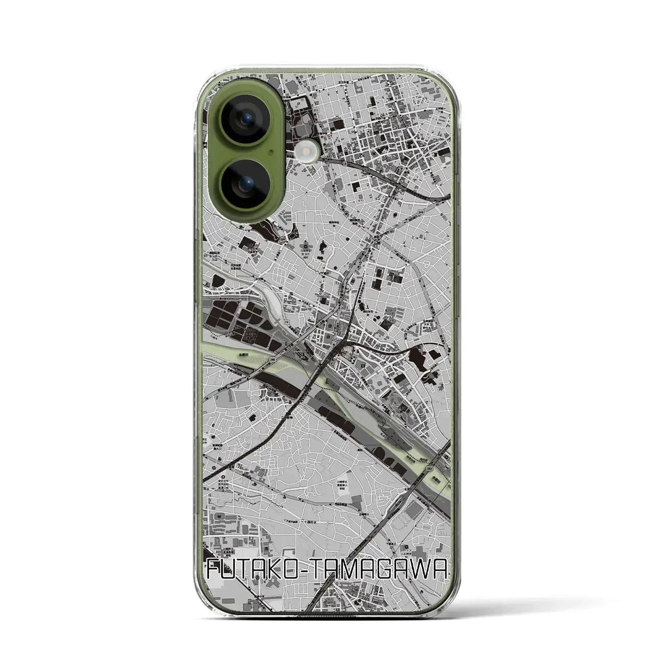 【二子玉川（東京都）】地図柄iPhoneケース（クリアタイプ）モノトーン・iPhone 17 Pro Max 用