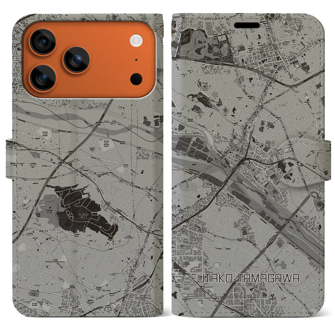 【二子玉川（東京都）】地図柄iPhoneケース（手帳タイプ）