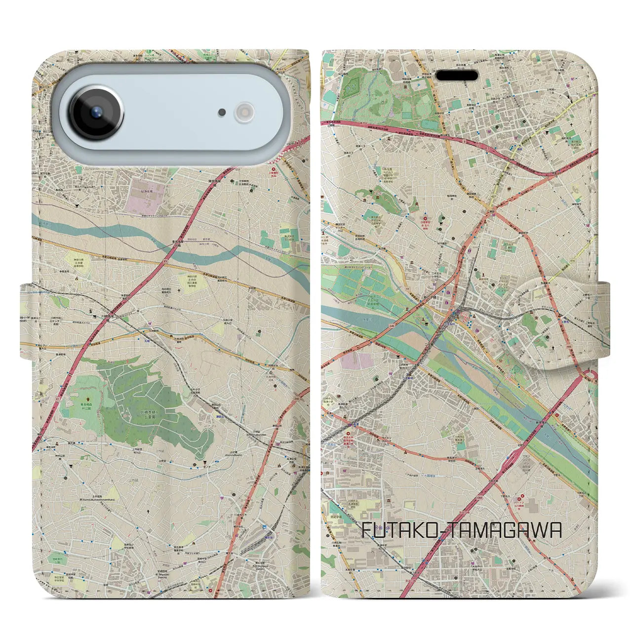 【二子玉川（東京都）】地図柄iPhoneケース（手帳タイプ）