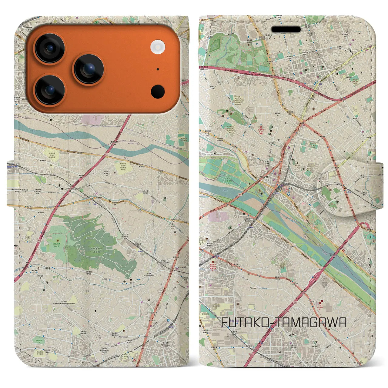 【二子玉川（東京都）】地図柄iPhoneケース（手帳タイプ）