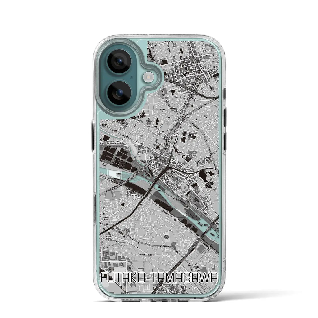 【二子玉川（東京都）】地図柄iPhoneケース（MagSafeタイプ）モノトーン・iPhone 16 Pro 用