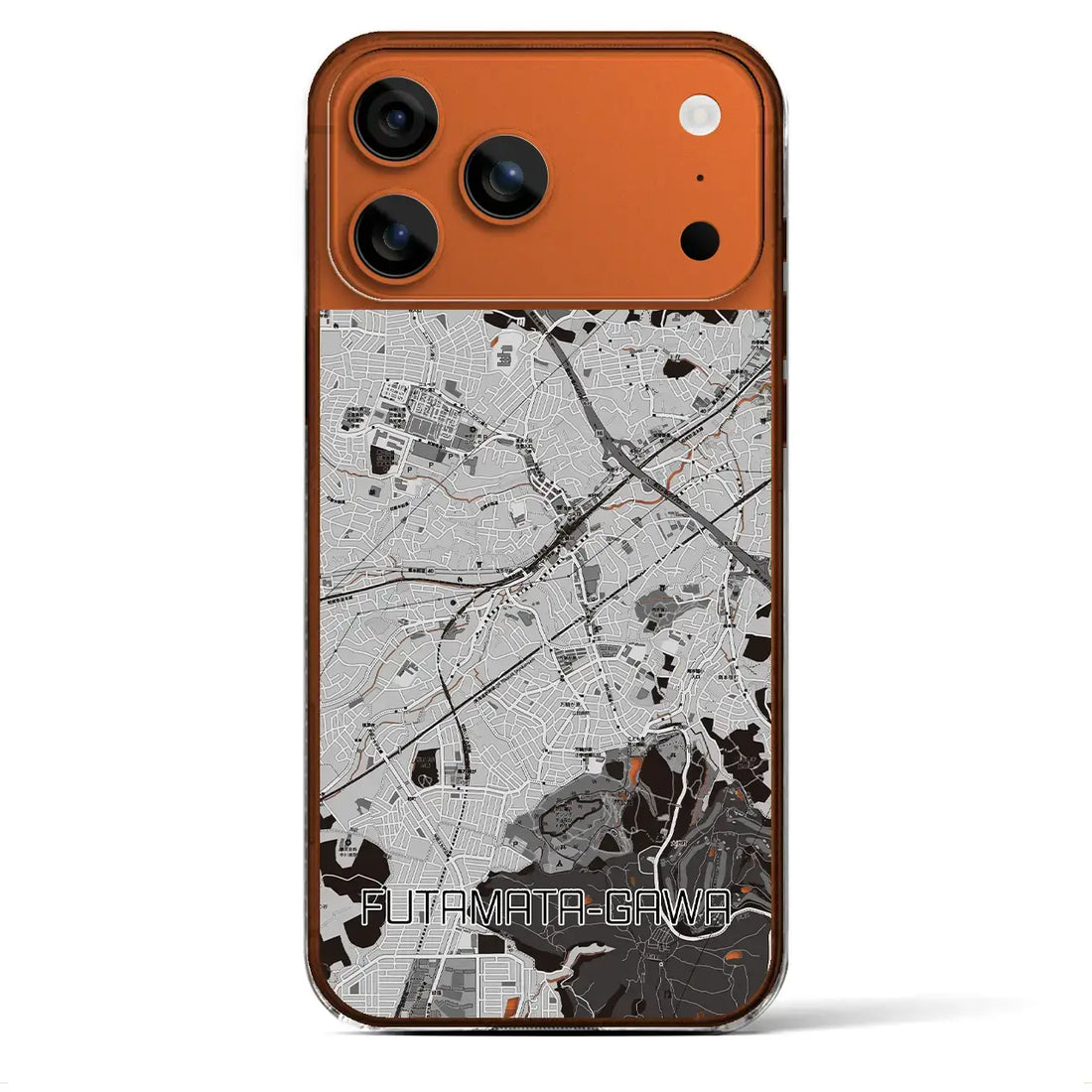 【二俣川(神奈川県)】地図柄iPhoneケース(クリアタイプ)モノトーン・iPhone 17 Pro Max 用