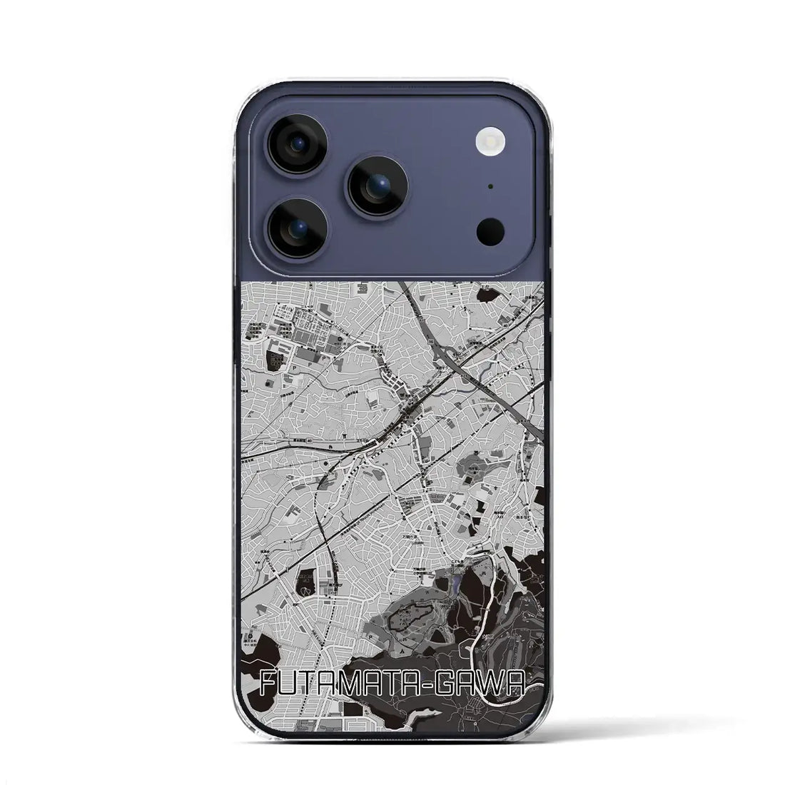 【二俣川（神奈川県）】地図柄iPhoneケース（クリアタイプ）モノトーン・iPhone 17 Pro Max 用