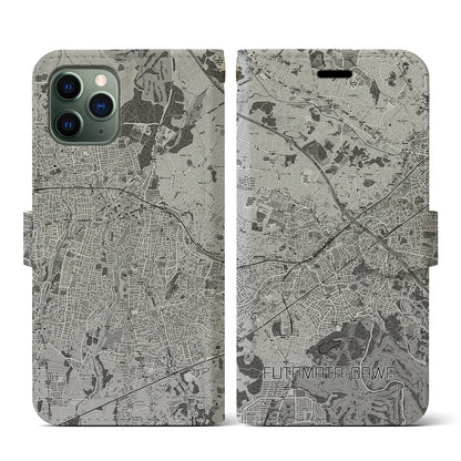 【二俣川（神奈川県）】地図柄iPhoneケース（手帳タイプ）モノトーン・iPhone 11 Pro 用