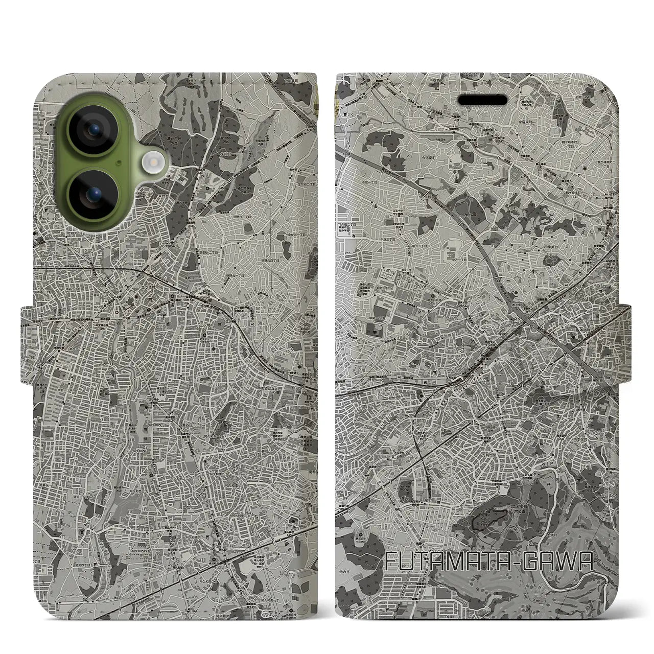 【二俣川（神奈川県）】地図柄iPhoneケース（手帳タイプ）