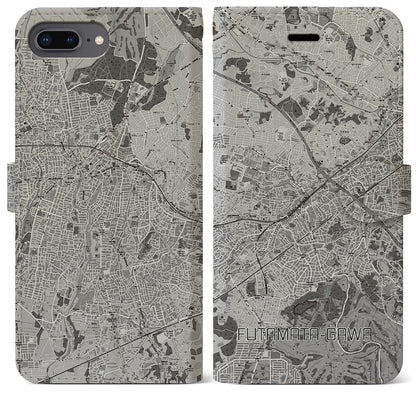 【二俣川（神奈川県）】地図柄iPhoneケース（手帳タイプ）モノトーン・iPhone 8Plus /7Plus / 6sPlus / 6Plus 用