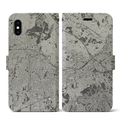 【二俣川（神奈川県）】地図柄iPhoneケース（手帳タイプ）モノトーン・iPhone XS / X 用