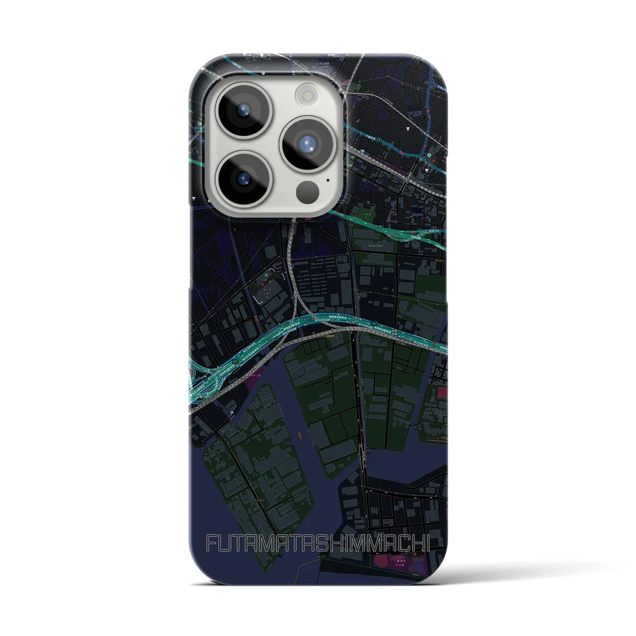 【二俣新町（千葉県）】地図柄iPhoneケース（バックカバータイプ）