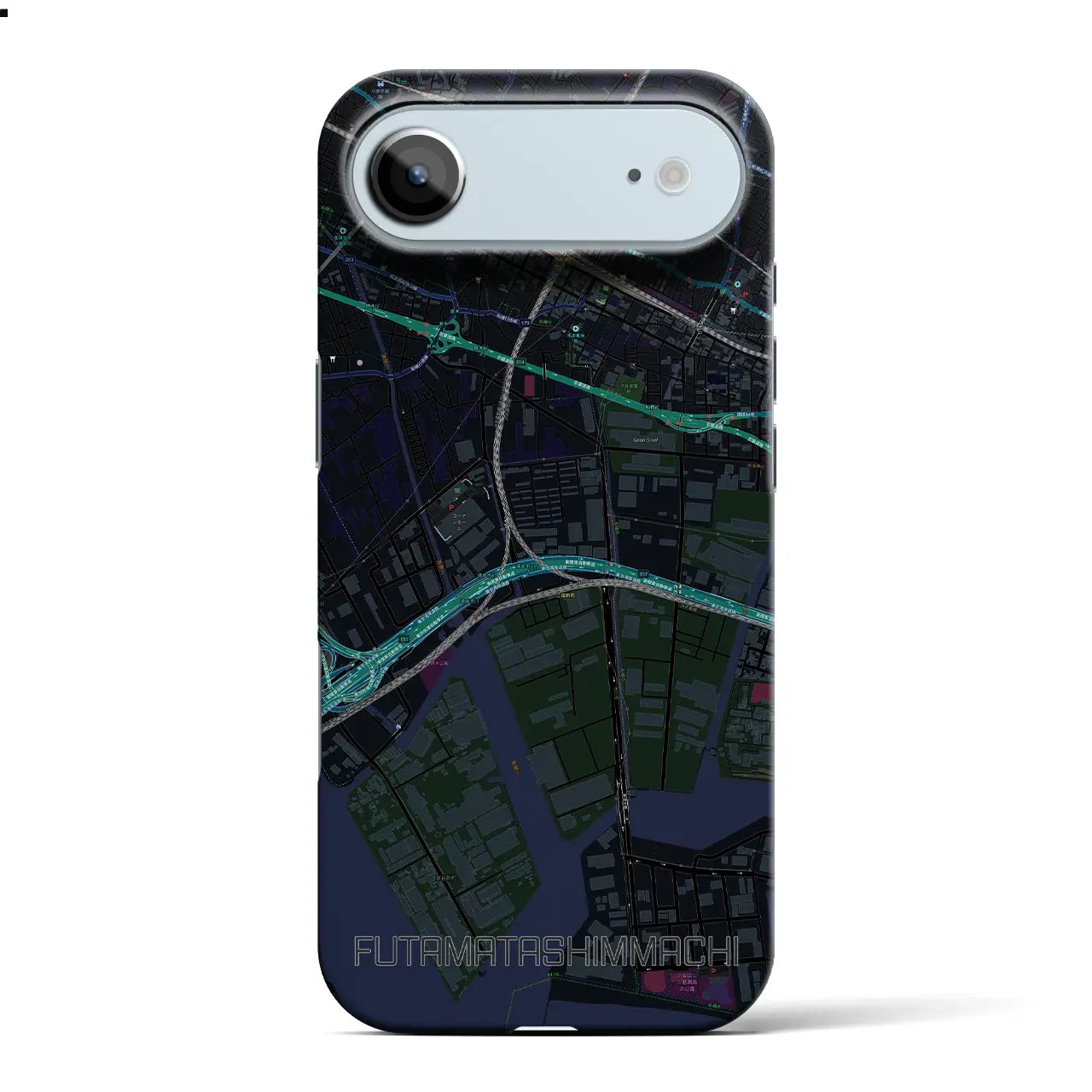 【二俣新町（千葉県）】地図柄iPhoneケース（バックカバータイプ）