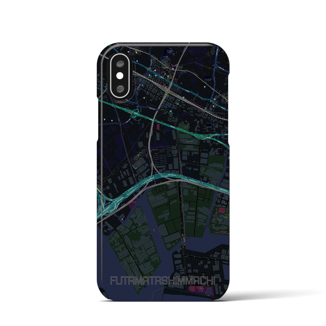 【二俣新町（千葉県）】地図柄iPhoneケース（バックカバータイプ）