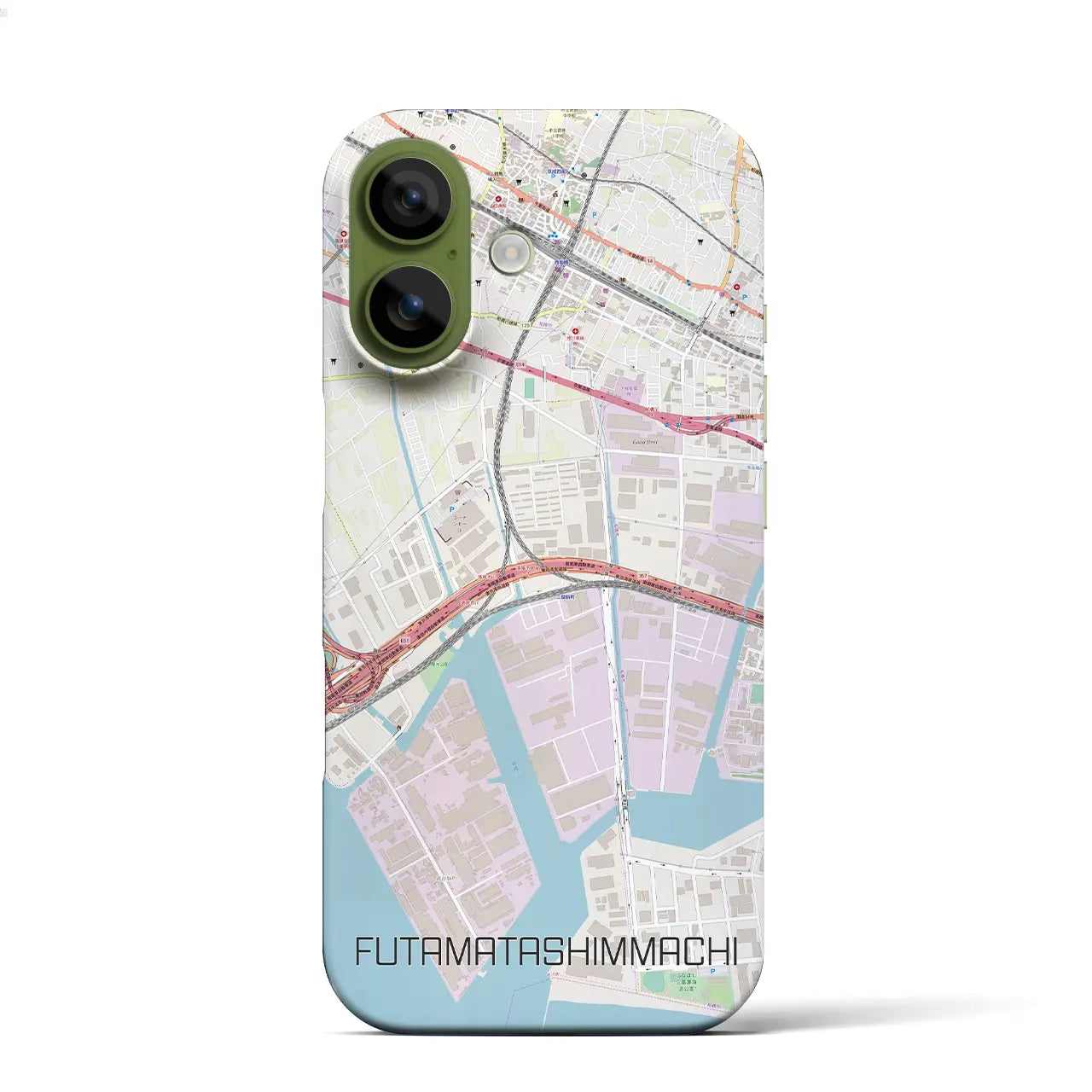 【二俣新町（千葉県）】地図柄iPhoneケース（バックカバータイプ）