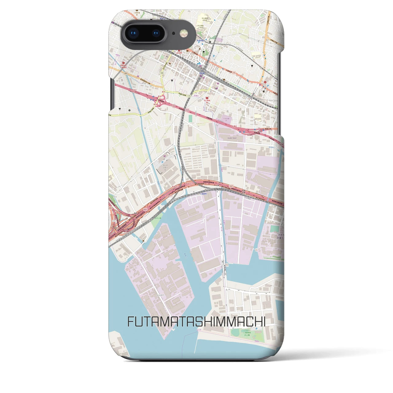 【二俣新町（千葉県）】地図柄iPhoneケース（バックカバータイプ）