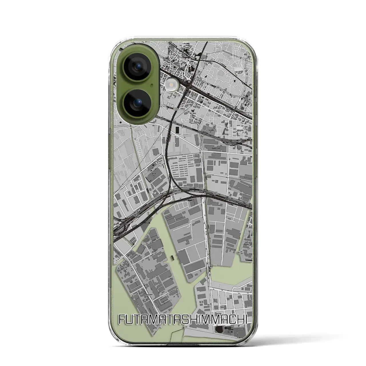 【二俣新町（千葉県）】地図柄iPhoneケース（クリアタイプ）