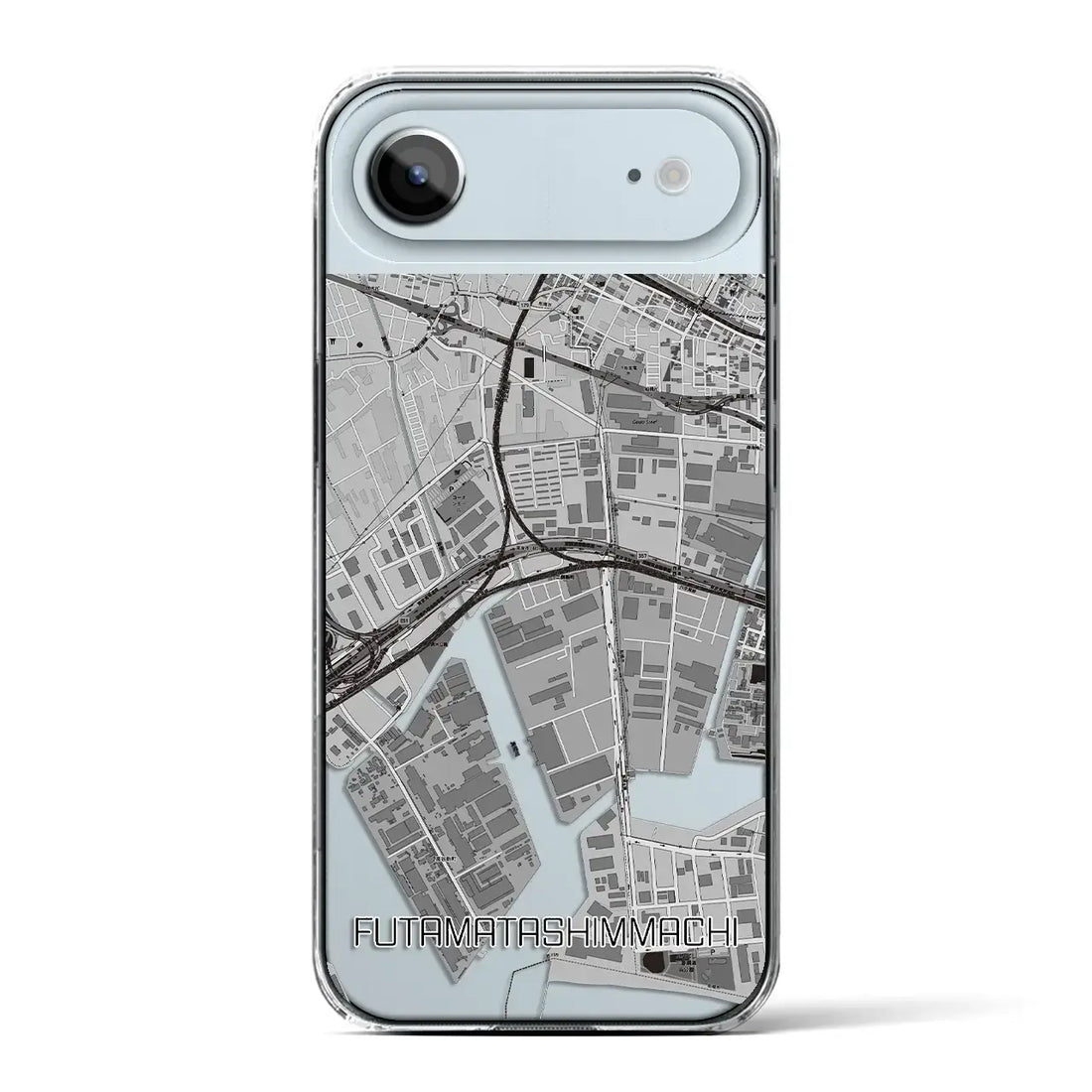 【二俣新町（千葉県）】地図柄iPhoneケース（クリアタイプ）モノトーン・iPhone 17 Pro Max 用