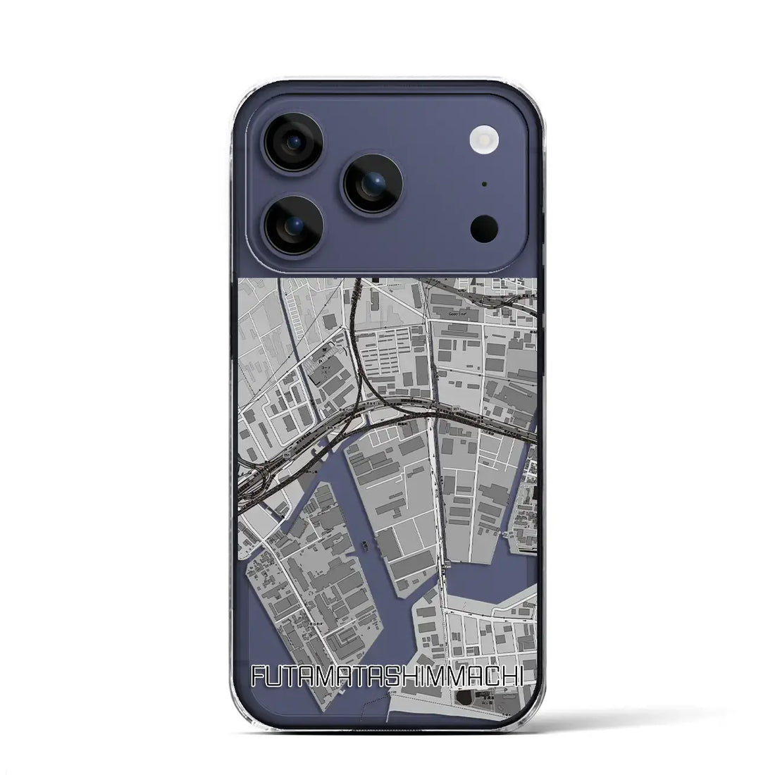 【二俣新町（千葉県）】地図柄iPhoneケース（クリアタイプ）モノトーン・iPhone 17 Pro Max 用