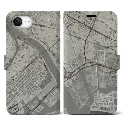 【二俣新町（千葉県）】地図柄iPhoneケース（手帳タイプ）