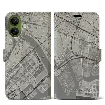 【二俣新町（千葉県）】地図柄iPhoneケース（手帳タイプ）